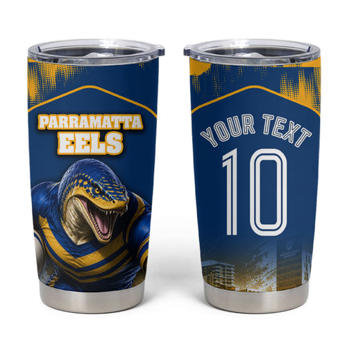 Personalised Parramatta Eels Mascot Rugby Tumbler Cup Parramatta Cityscape Athletic Graphic Print