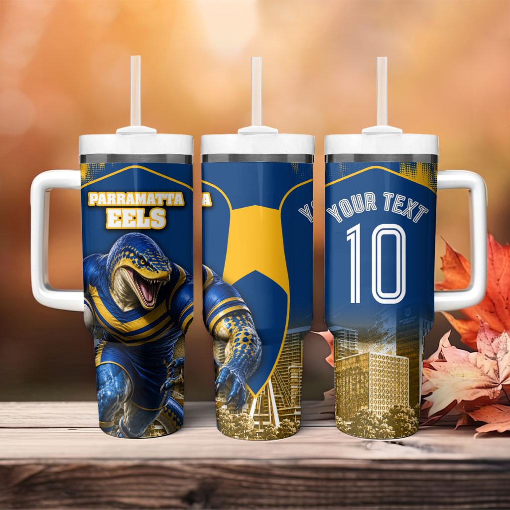 Personalised Parramatta Eels Mascot Rugby Tumbler With Handle Parramatta Cityscape Athletic Graphic Print