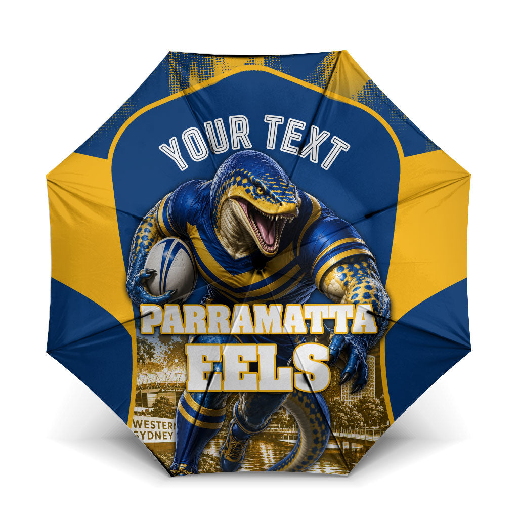 Personalised Parramatta Eels Mascot Rugby Umbrella Parramatta Cityscape Athletic Graphic Print
