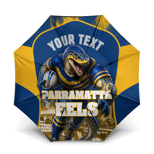 Personalised Parramatta Eels Mascot Rugby Umbrella Parramatta Cityscape Athletic Graphic Print