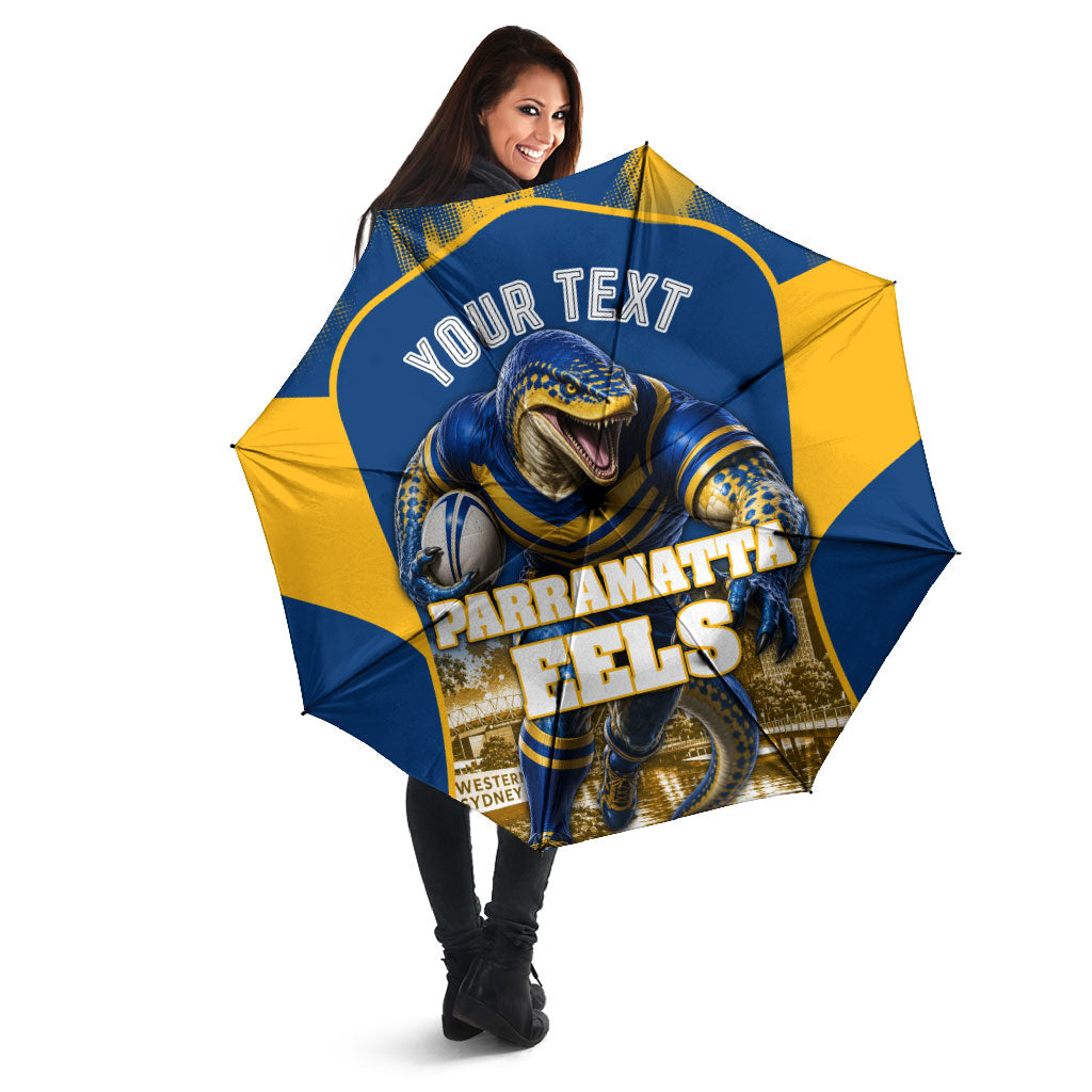 Personalised Parramatta Eels Mascot Rugby Umbrella Parramatta Cityscape Athletic Graphic Print