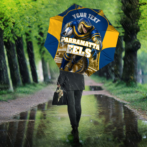 Personalised Parramatta Eels Mascot Rugby Umbrella Parramatta Cityscape Athletic Graphic Print