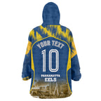 Personalised Parramatta Eels Mascot Rugby Wearable Blanket Hoodie Parramatta Cityscape Athletic Graphic Print