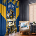Personalised Parramatta Eels Mascot Rugby Window Curtain Parramatta Cityscape Athletic Graphic Print