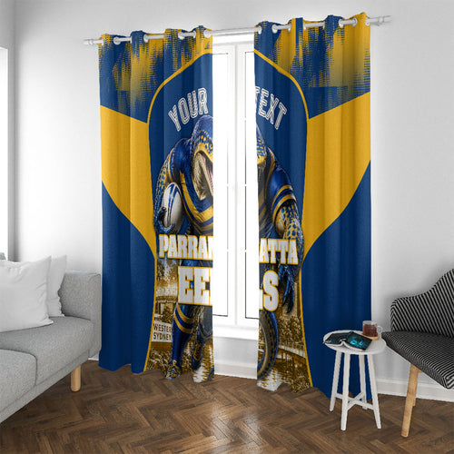 Personalised Parramatta Eels Mascot Rugby Window Curtain Parramatta Cityscape Athletic Graphic Print