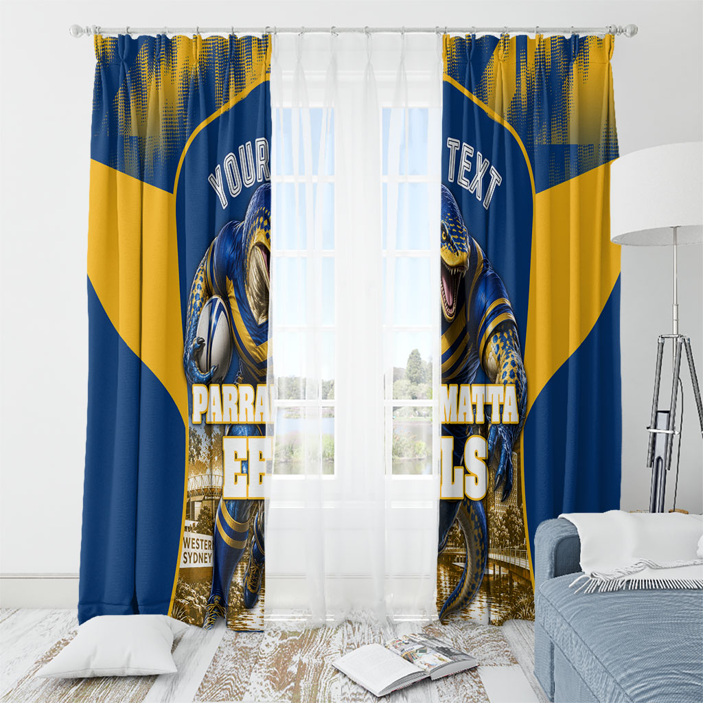 Personalised Parramatta Eels Mascot Rugby Window Curtain Parramatta Cityscape Athletic Graphic Print