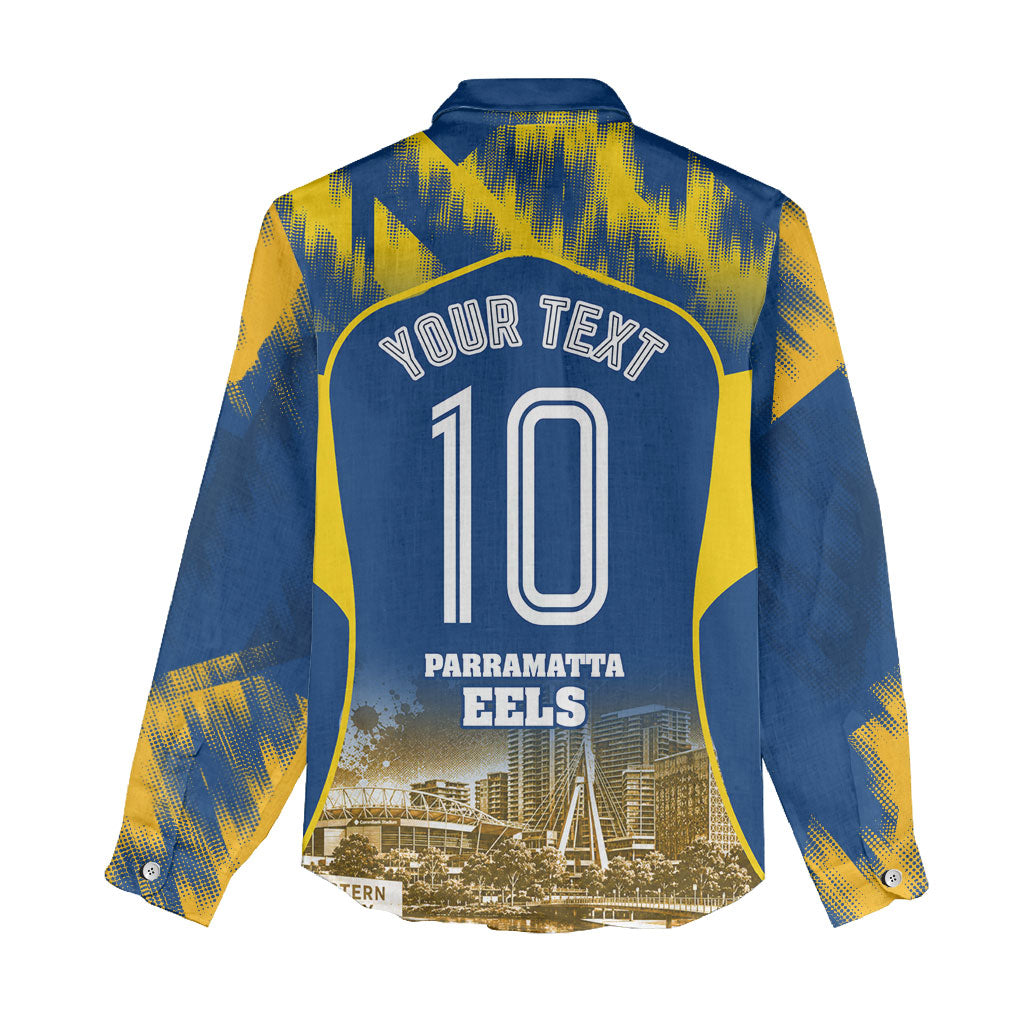 Personalised Parramatta Eels Mascot Rugby Women Casual Shirt Parramatta Cityscape Athletic Graphic Print