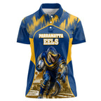 Personalised Parramatta Eels Mascot Rugby Women Polo Shirt Parramatta Cityscape Athletic Graphic Print