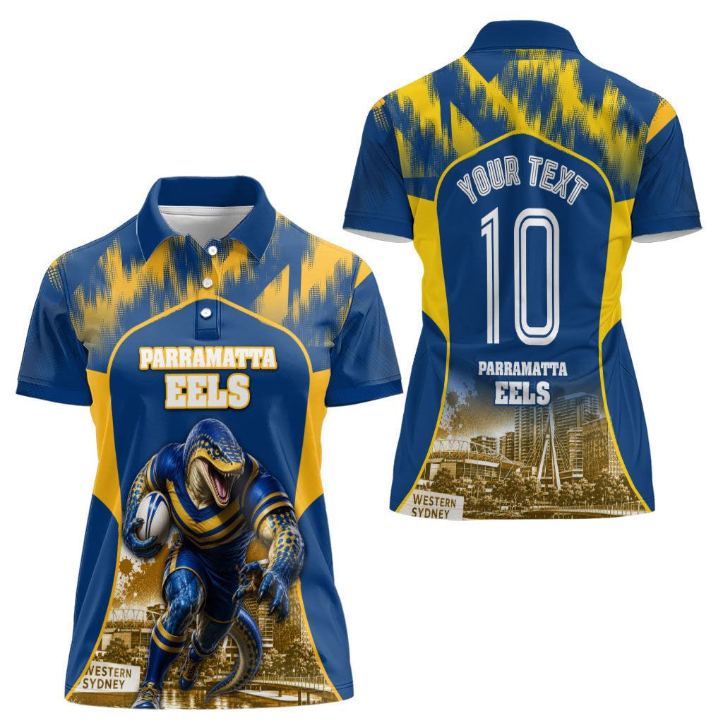 Personalised Parramatta Eels Mascot Rugby Women Polo Shirt Parramatta Cityscape Athletic Graphic Print