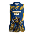 Personalised Parramatta Eels Mascot Rugby Women Sleeveless Polo Shirt Parramatta Cityscape Athletic Graphic Print