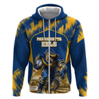 Personalised Parramatta Eels Mascot Rugby Zip Hoodie Parramatta Cityscape Athletic Graphic Print