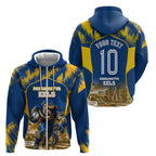 Personalised Parramatta Eels Mascot Rugby Zip Hoodie Parramatta Cityscape Athletic Graphic Print