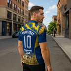 Personalised Parramatta Eels Mascot Rugby Zipper Polo Shirt Parramatta Cityscape Athletic Graphic Print