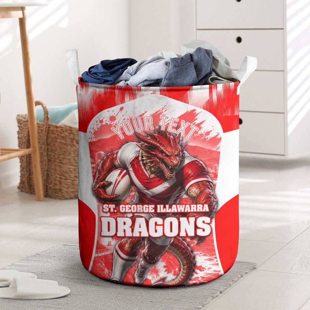 Personalised St. George Illawarra Dragons Mascot Rugby Laundry Basket Illawarra Coastline Athletic Graphic Print