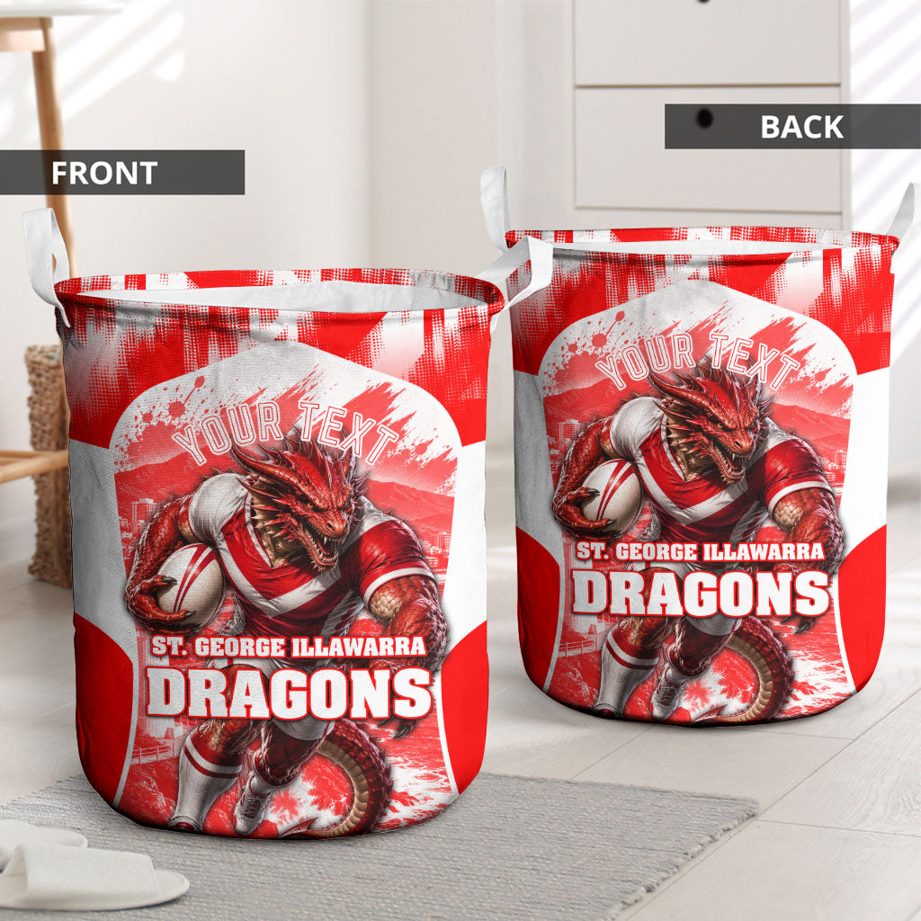 Personalised St. George Illawarra Dragons Mascot Rugby Laundry Basket Illawarra Coastline Athletic Graphic Print