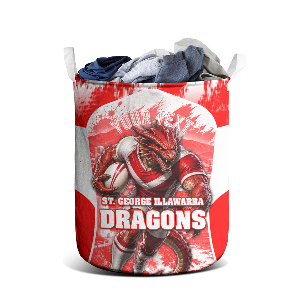 Personalised St. George Illawarra Dragons Mascot Rugby Laundry Basket Illawarra Coastline Athletic Graphic Print