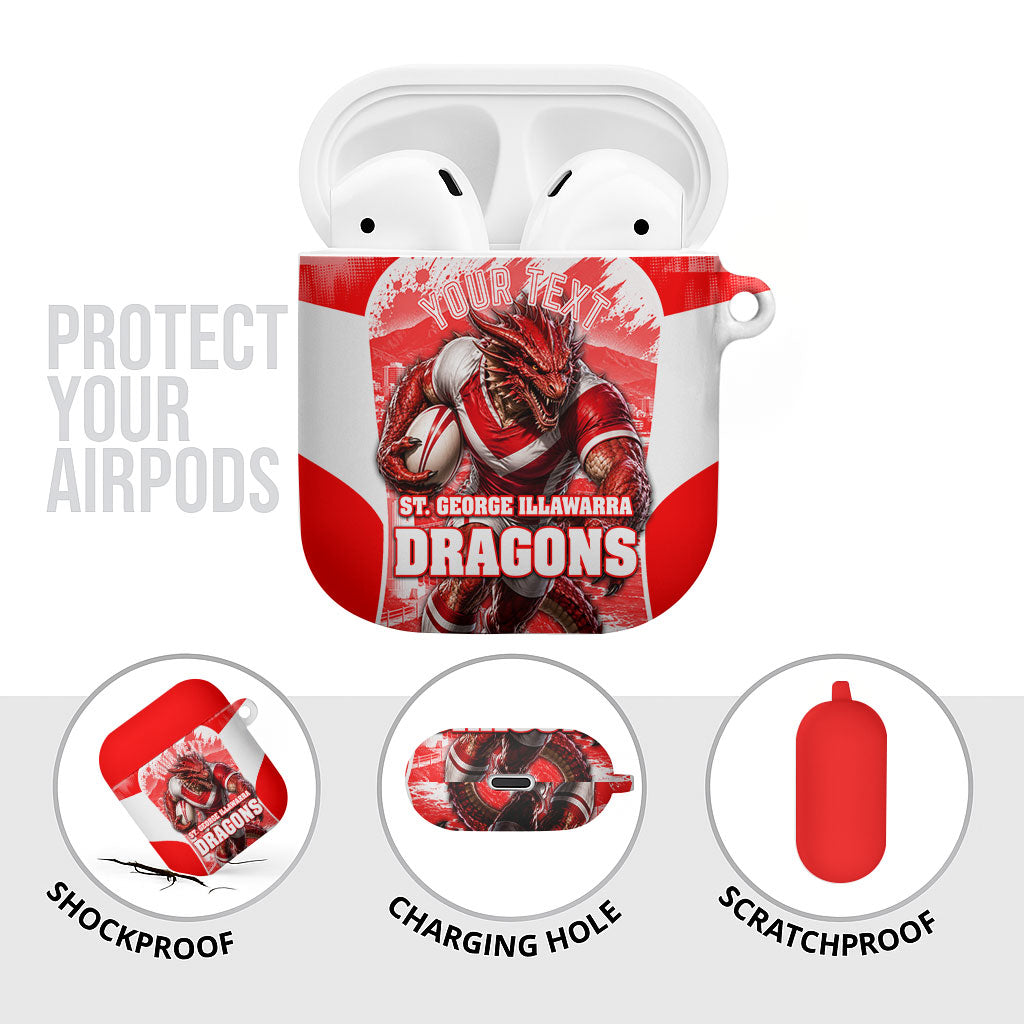 Personalised St. George Illawarra Dragons Mascot Rugby AirPods Case Illawarra Coastline Athletic Graphic Print