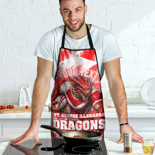 Personalised St. George Illawarra Dragons Mascot Rugby Apron Illawarra Coastline Athletic Graphic Print
