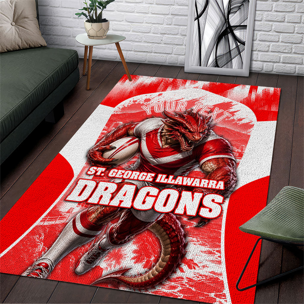 Personalised St. George Illawarra Dragons Mascot Rugby Area Rug Illawarra Coastline Athletic Graphic Print