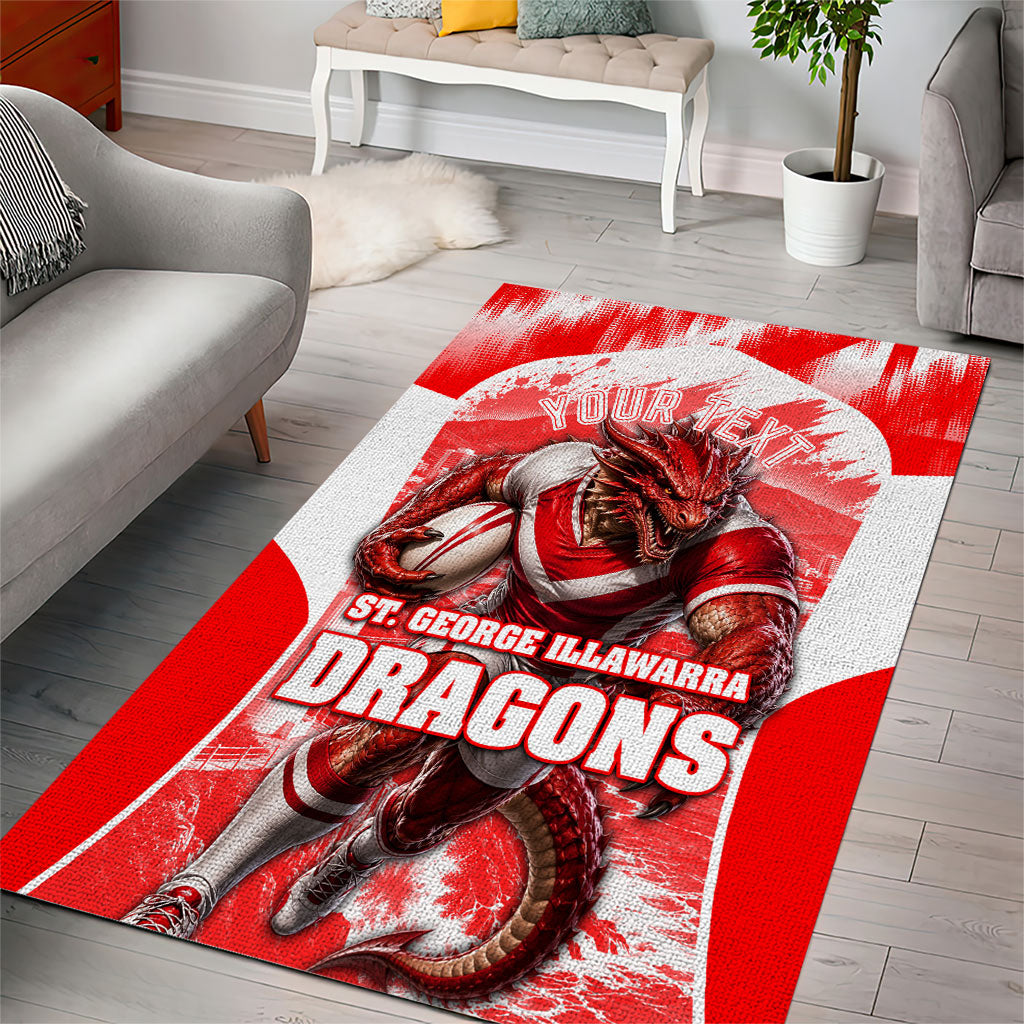 Personalised St. George Illawarra Dragons Mascot Rugby Area Rug Illawarra Coastline Athletic Graphic Print