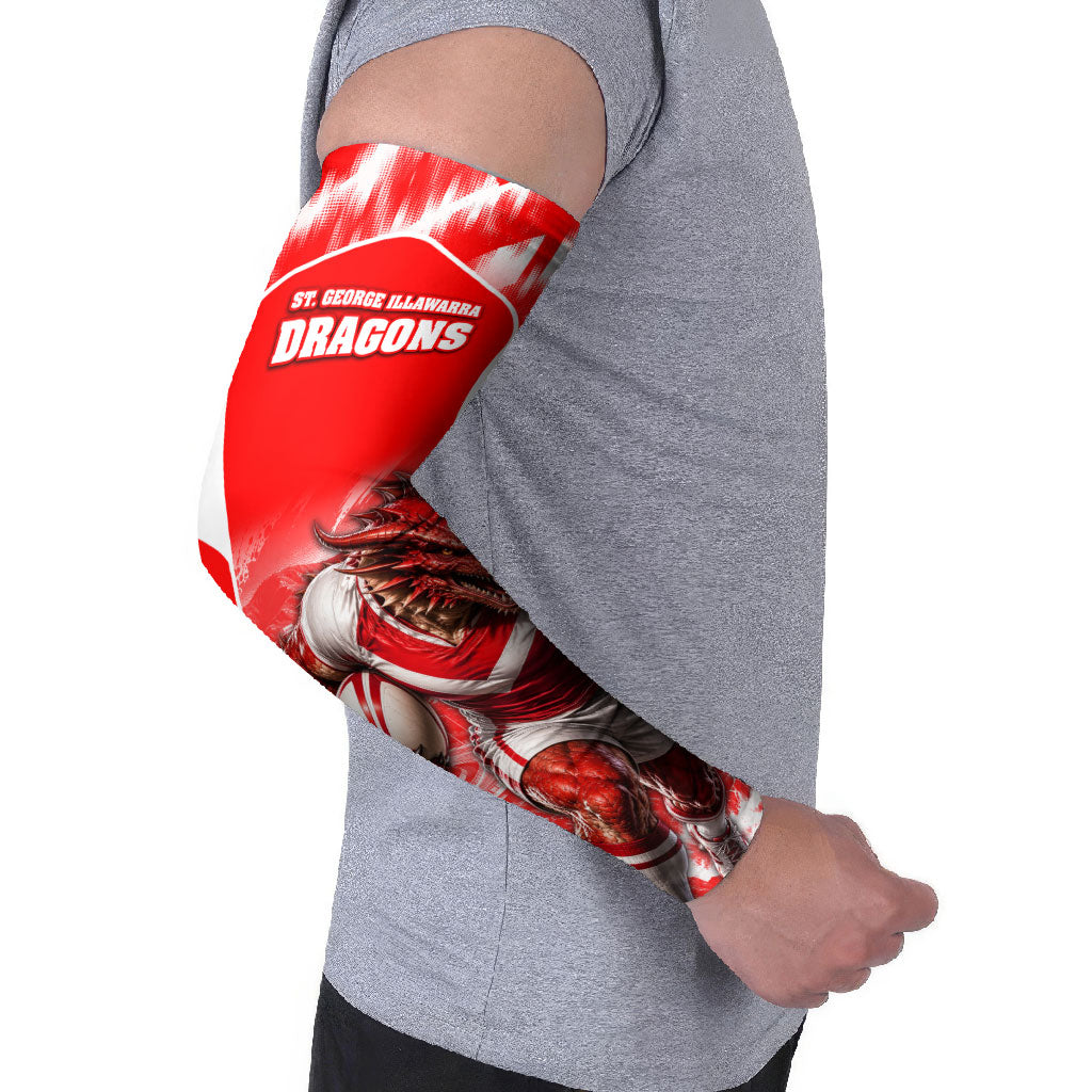 Personalised St. George Illawarra Dragons Mascot Rugby Arm Sleeves Illawarra Coastline Athletic Graphic Print