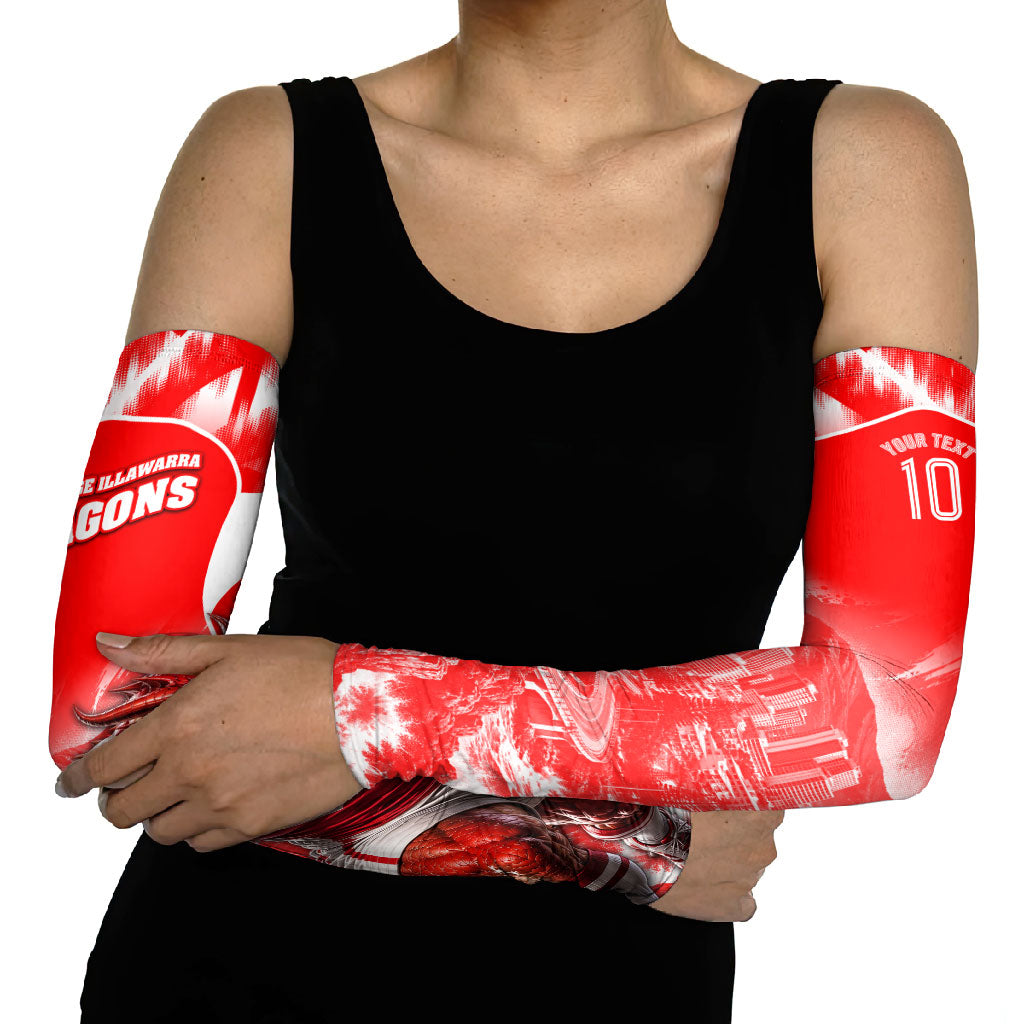 Personalised St. George Illawarra Dragons Mascot Rugby Arm Sleeves Illawarra Coastline Athletic Graphic Print