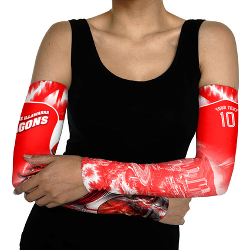 Personalised St. George Illawarra Dragons Mascot Rugby Arm Sleeves Illawarra Coastline Athletic Graphic Print