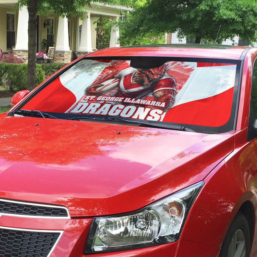 Personalised St. George Illawarra Dragons Mascot Rugby Auto Sun Shade Illawarra Coastline Athletic Graphic Print