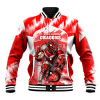 Personalised St. George Illawarra Dragons Mascot Rugby Baseball Jacket Illawarra Coastline Athletic Graphic Print
