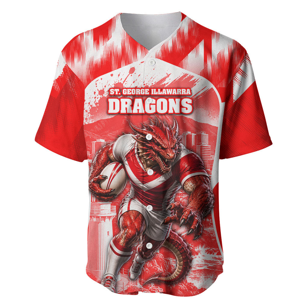 Personalised St. George Illawarra Dragons Mascot Rugby Baseball Jersey Illawarra Coastline Athletic Graphic Print