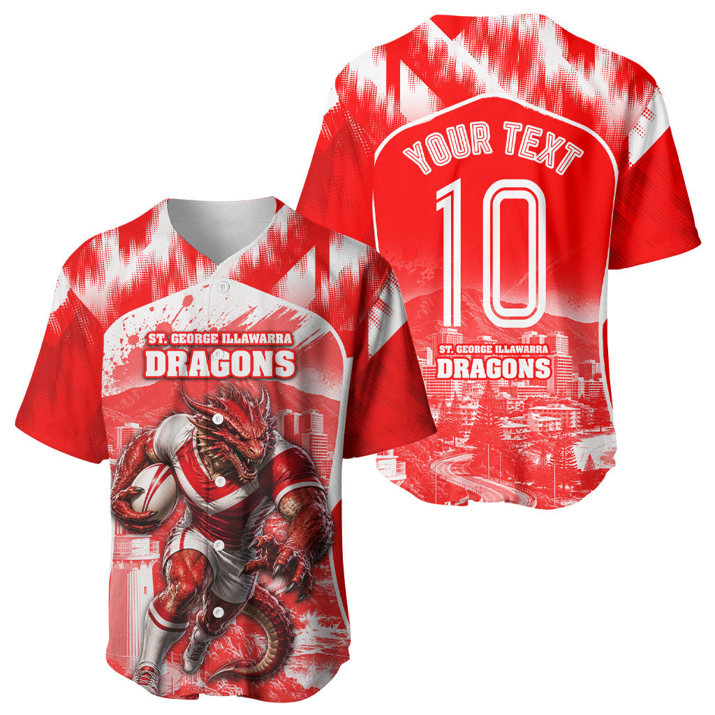 Personalised St. George Illawarra Dragons Mascot Rugby Baseball Jersey Illawarra Coastline Athletic Graphic Print