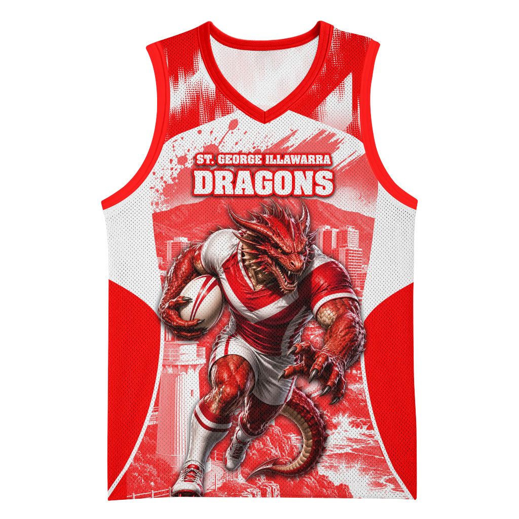 Personalised St. George Illawarra Dragons Mascot Rugby Basketball Jersey Illawarra Coastline Athletic Graphic Print