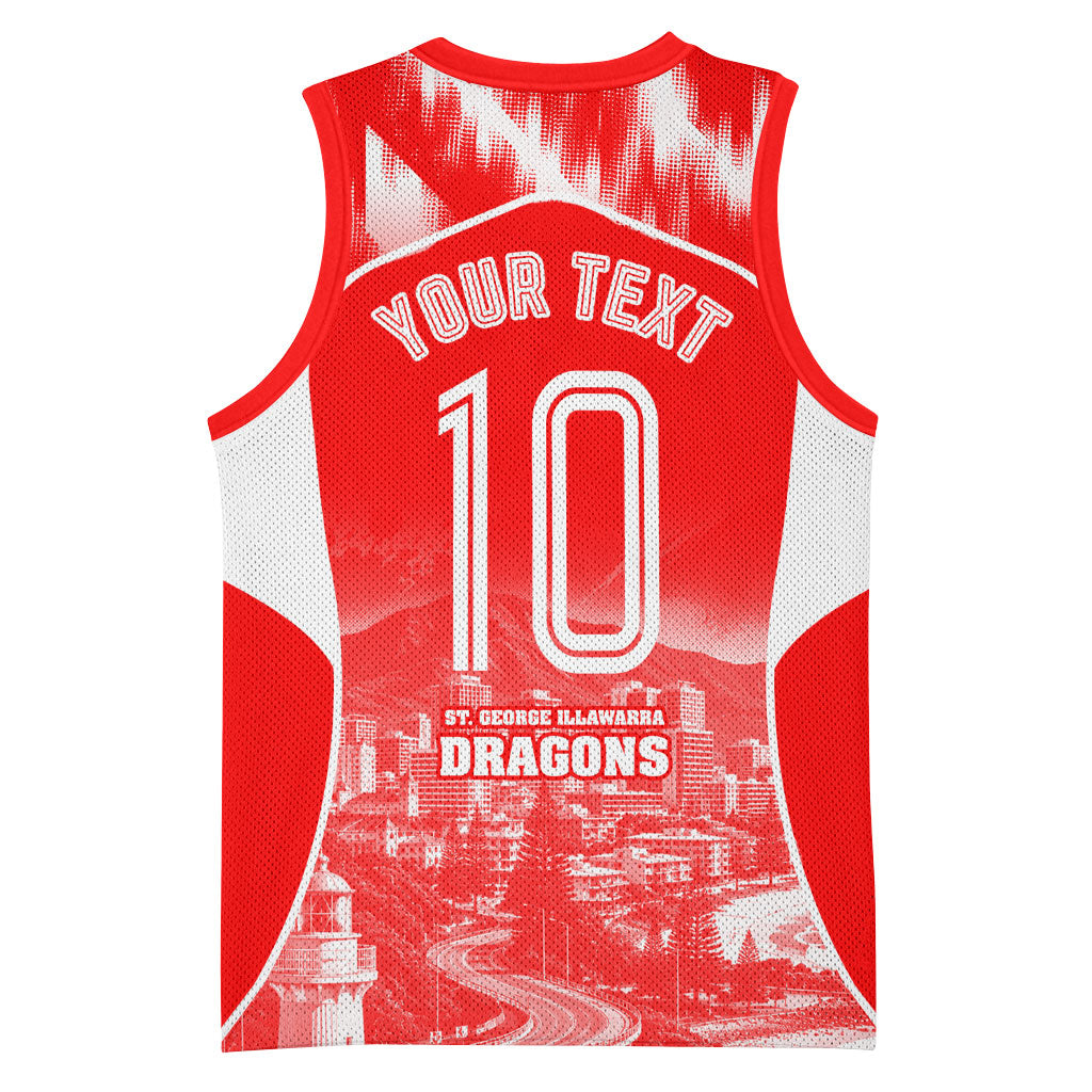 Personalised St. George Illawarra Dragons Mascot Rugby Basketball Jersey Illawarra Coastline Athletic Graphic Print
