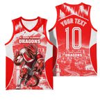 Personalised St. George Illawarra Dragons Mascot Rugby Basketball Jersey Illawarra Coastline Athletic Graphic Print
