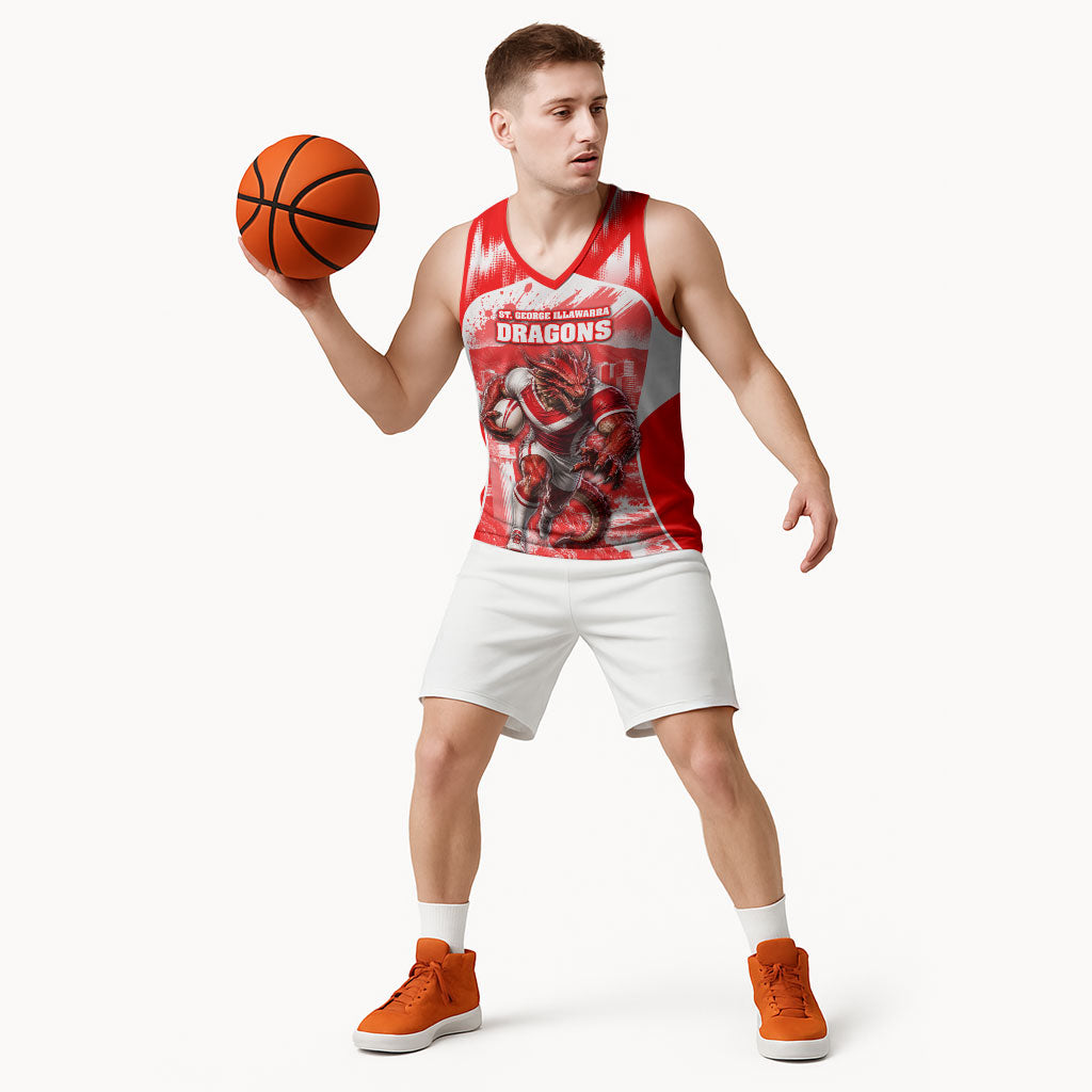 Personalised St. George Illawarra Dragons Mascot Rugby Basketball Jersey Illawarra Coastline Athletic Graphic Print
