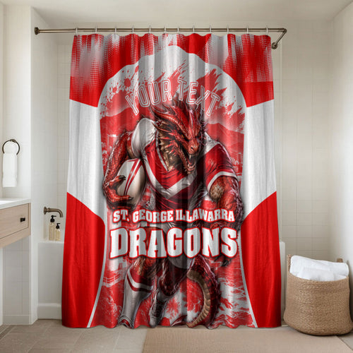 Personalised St. George Illawarra Dragons Mascot Rugby Bathroom Set Illawarra Coastline Athletic Graphic Print