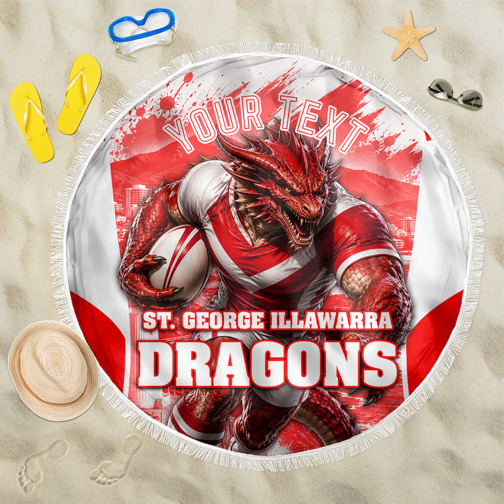 Personalised St. George Illawarra Dragons Mascot Rugby Beach Blanket Illawarra Coastline Athletic Graphic Print