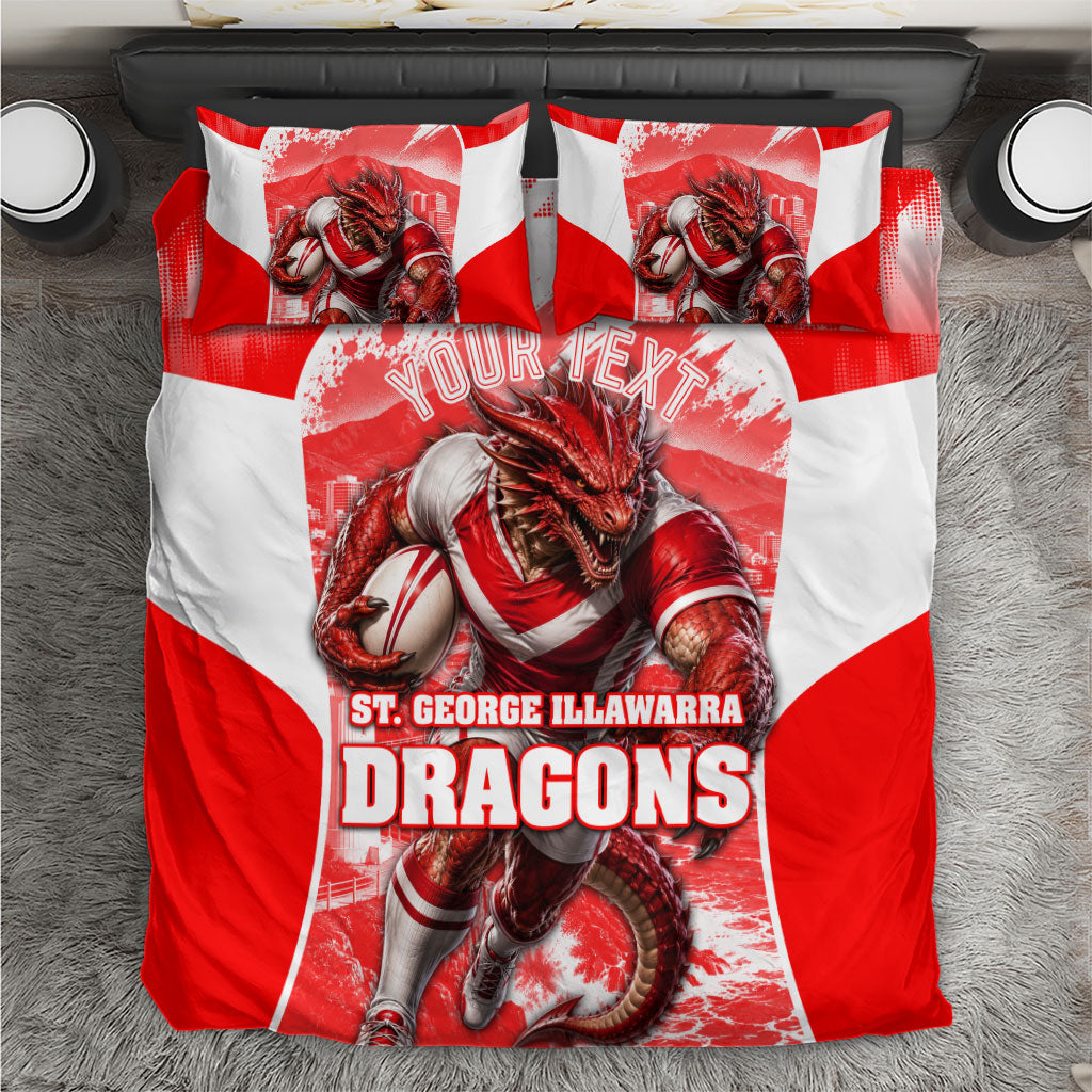 Personalised St. George Illawarra Dragons Mascot Rugby Bedding Set Illawarra Coastline Athletic Graphic Print