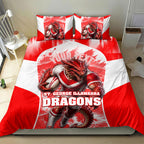 Personalised St. George Illawarra Dragons Mascot Rugby Bedding Set Illawarra Coastline Athletic Graphic Print