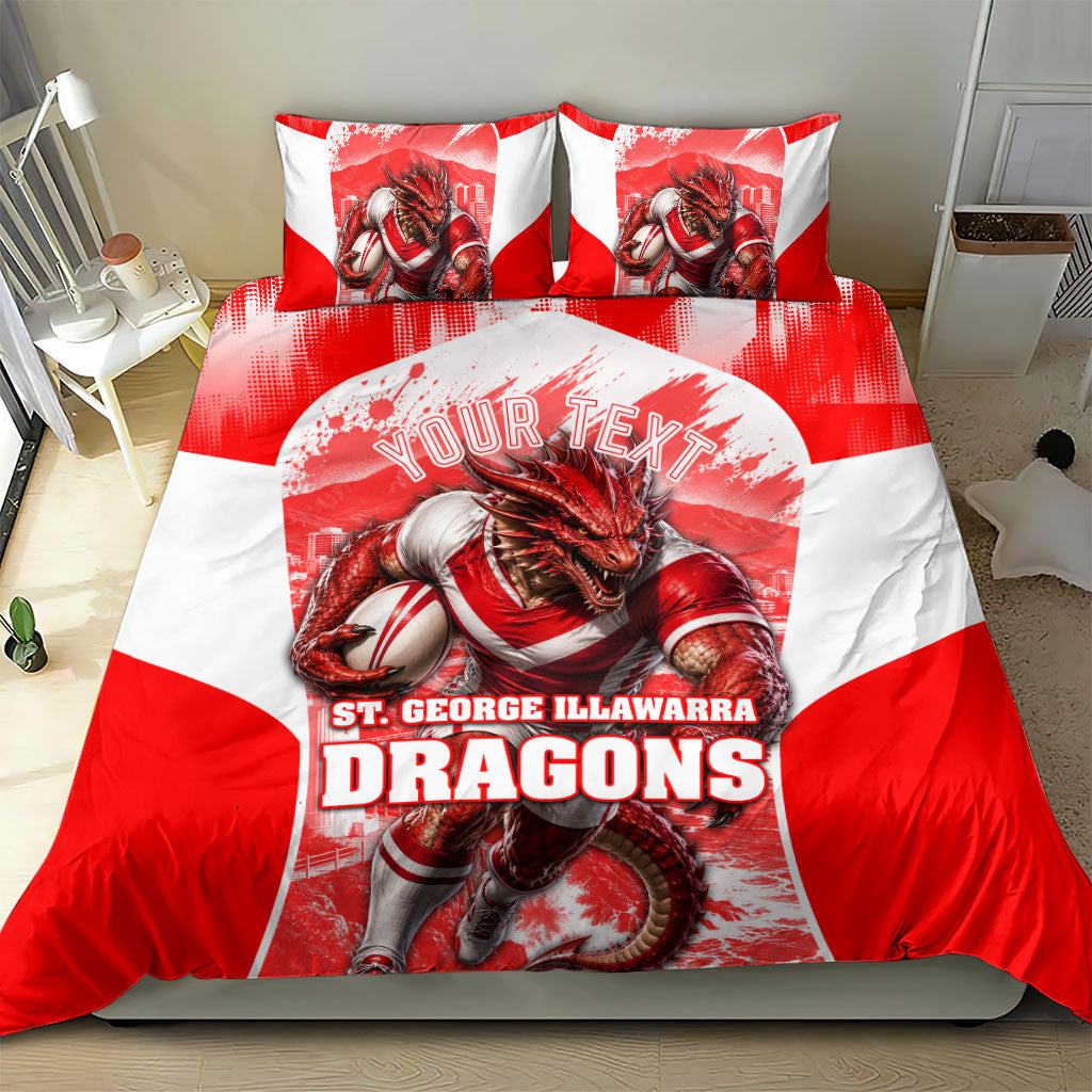 Personalised St. George Illawarra Dragons Mascot Rugby Bedding Set Illawarra Coastline Athletic Graphic Print