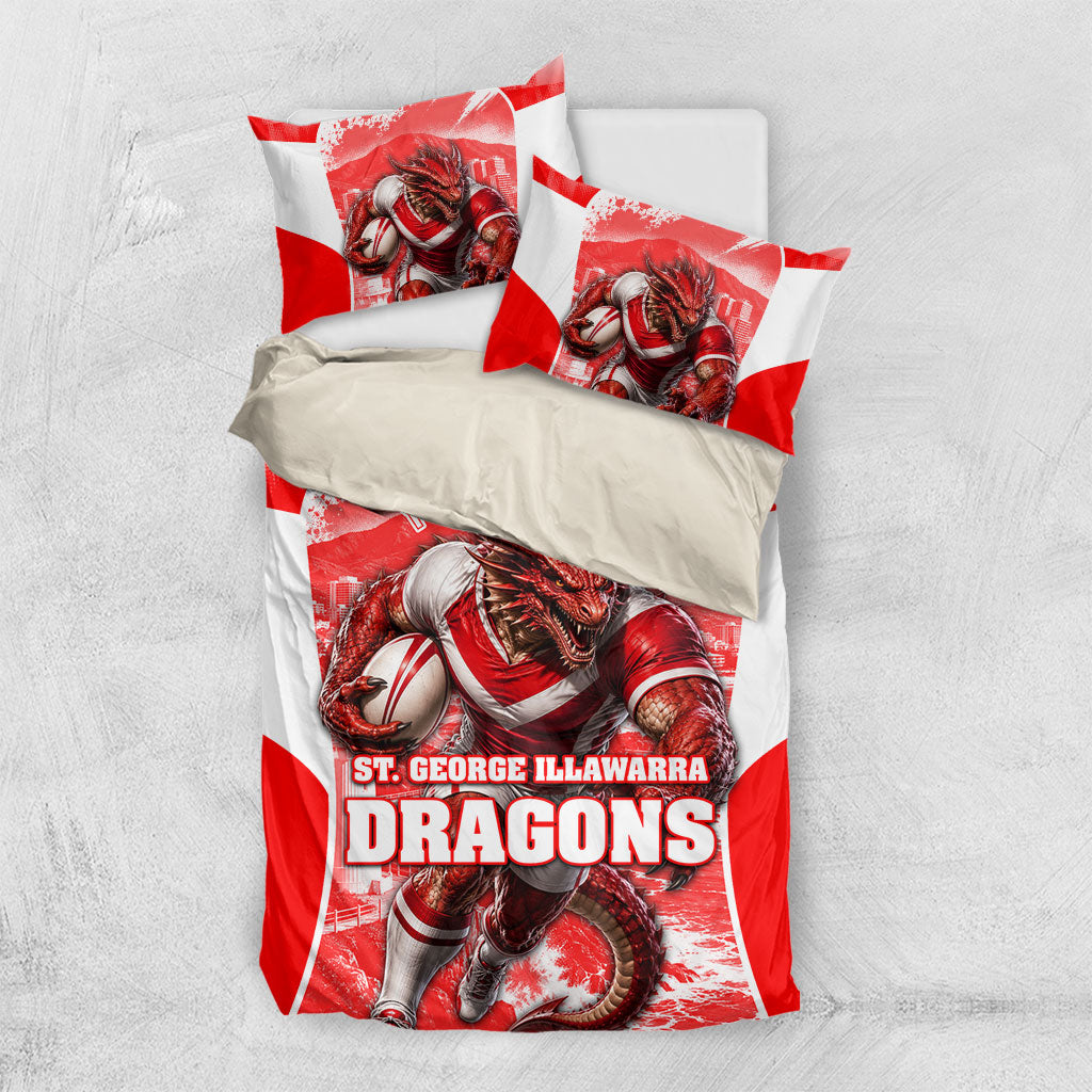 Personalised St. George Illawarra Dragons Mascot Rugby Bedding Set Illawarra Coastline Athletic Graphic Print