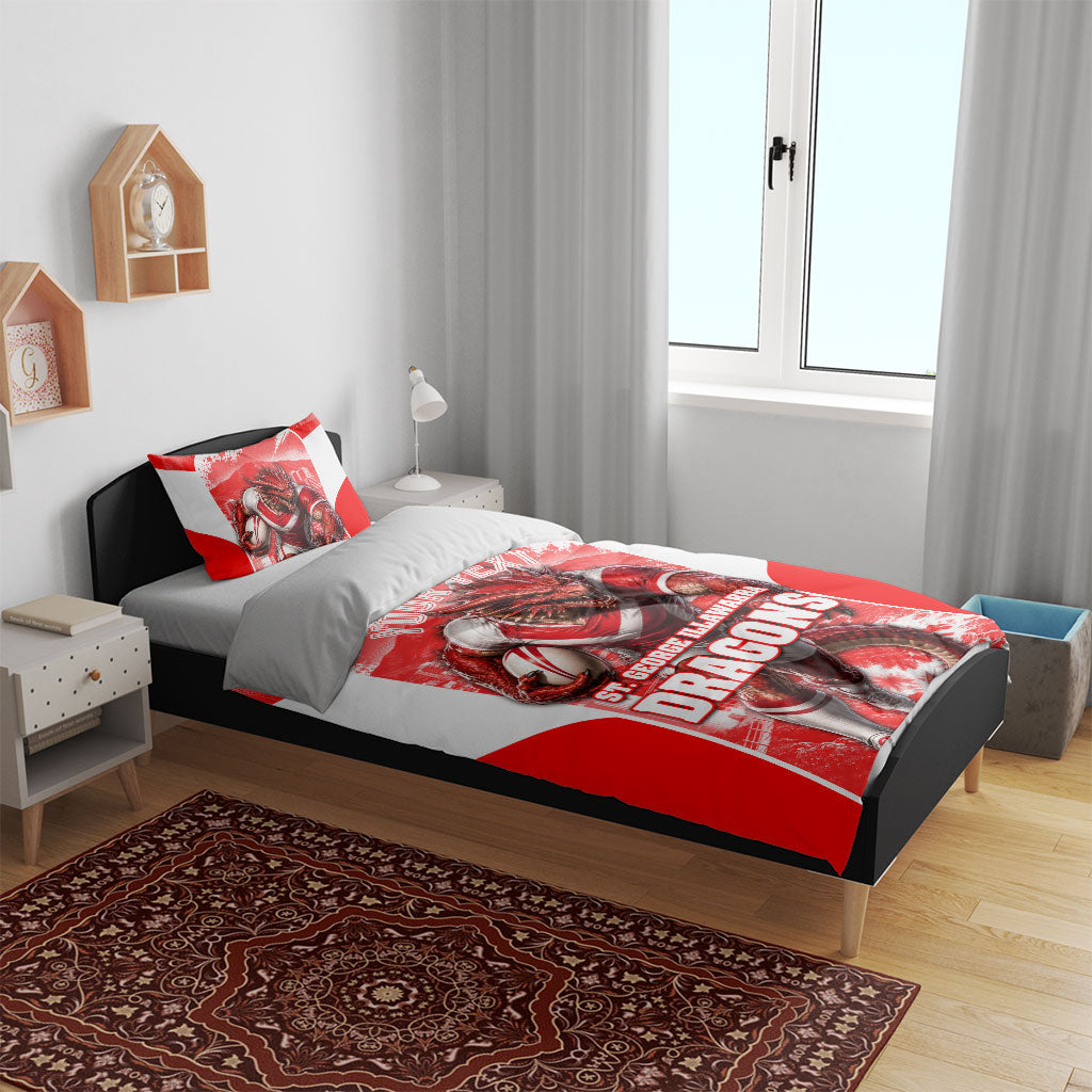 Personalised St. George Illawarra Dragons Mascot Rugby Bedding Set Illawarra Coastline Athletic Graphic Print