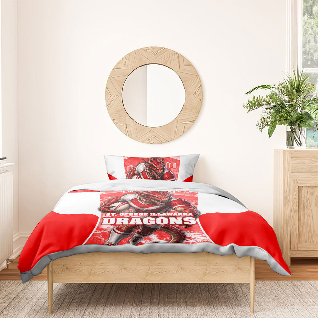 Personalised St. George Illawarra Dragons Mascot Rugby Bedding Set Illawarra Coastline Athletic Graphic Print