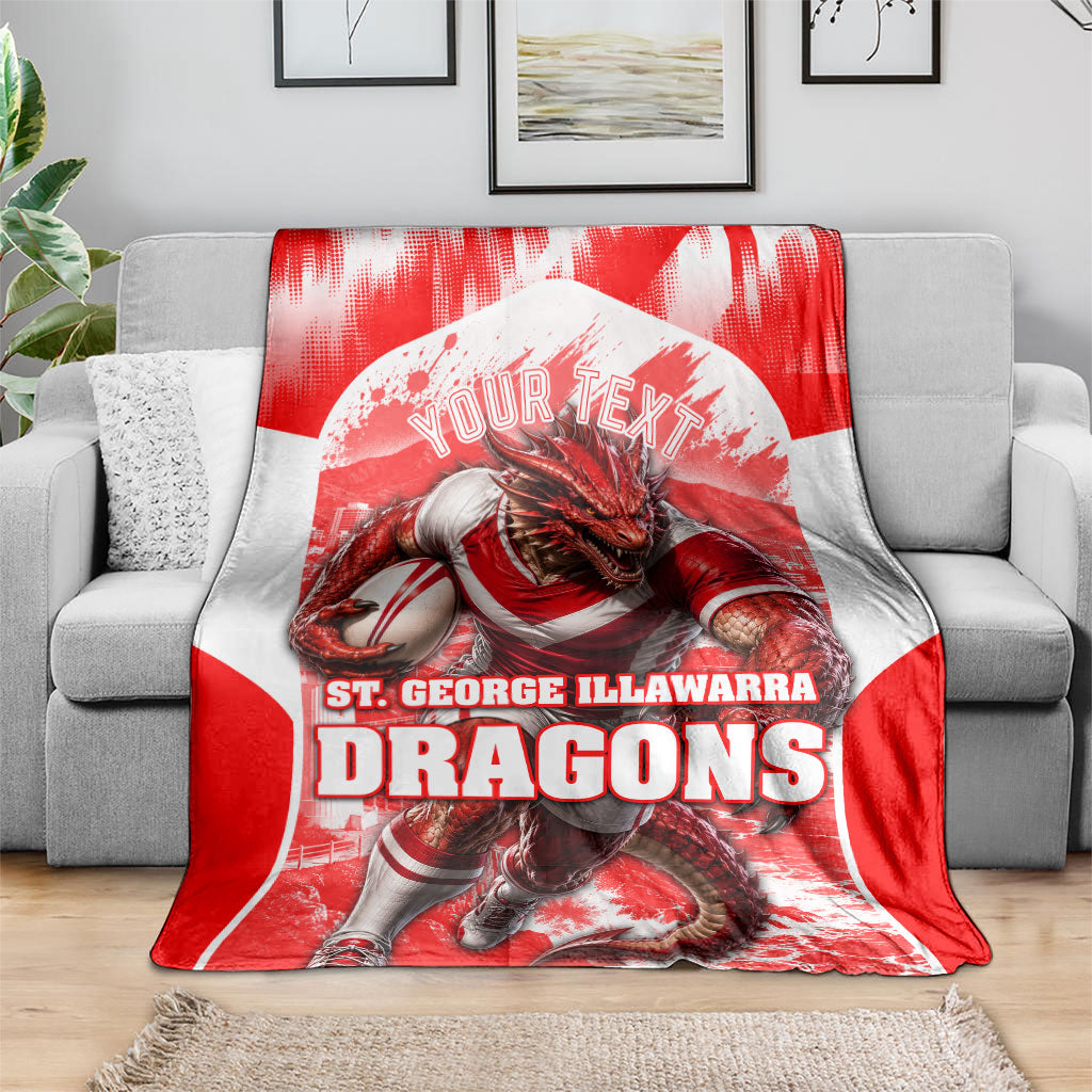 Personalised St. George Illawarra Dragons Mascot Rugby Blanket Illawarra Coastline Athletic Graphic Print