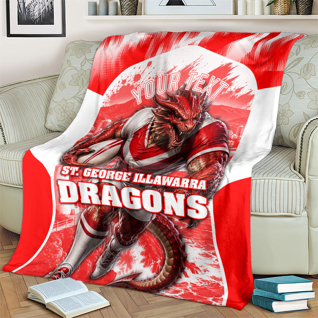 Personalised St. George Illawarra Dragons Mascot Rugby Blanket Illawarra Coastline Athletic Graphic Print