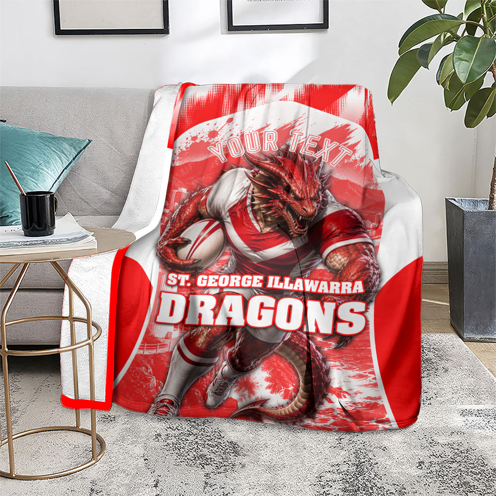 Personalised St. George Illawarra Dragons Mascot Rugby Blanket Illawarra Coastline Athletic Graphic Print
