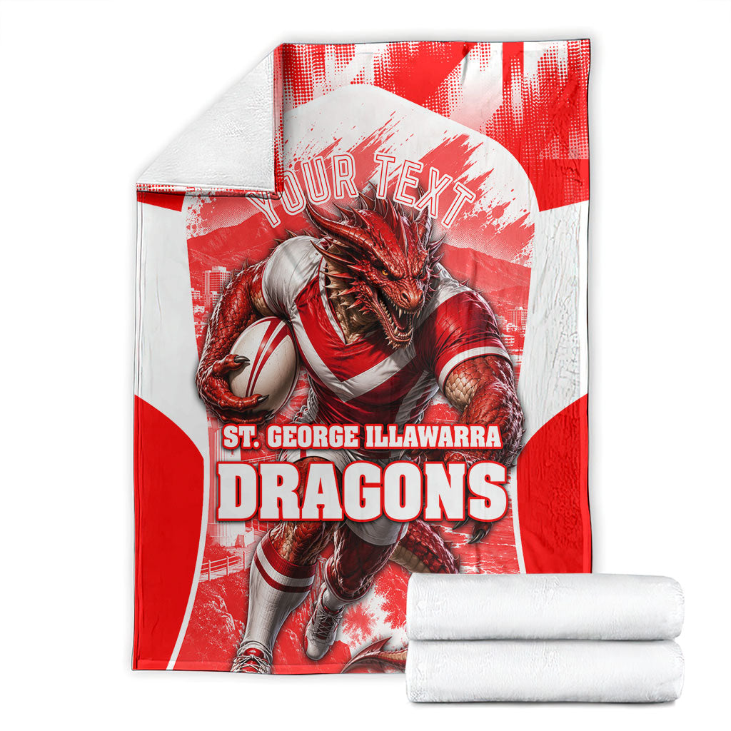 Personalised St. George Illawarra Dragons Mascot Rugby Blanket Illawarra Coastline Athletic Graphic Print