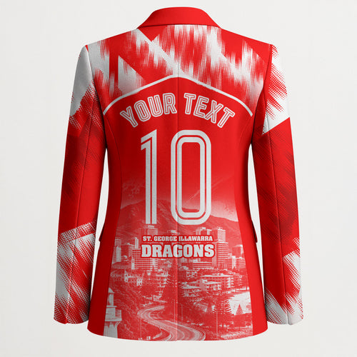 Personalised St. George Illawarra Dragons Mascot Rugby Blazer Illawarra Coastline Athletic Graphic Print