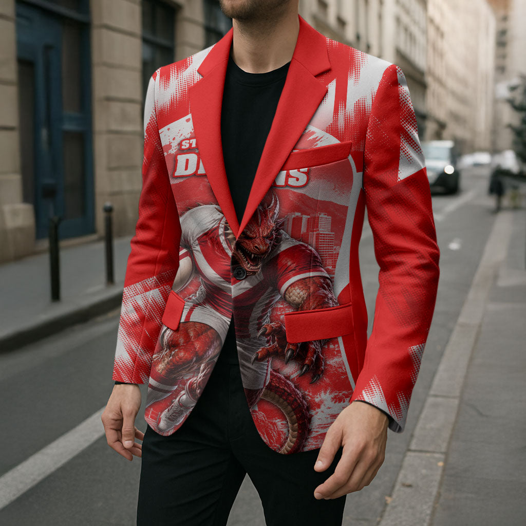 Personalised St. George Illawarra Dragons Mascot Rugby Blazer Illawarra Coastline Athletic Graphic Print
