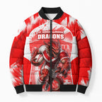 Personalised St. George Illawarra Dragons Mascot Rugby Bomber Puffer Jacket Illawarra Coastline Athletic Graphic Print